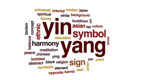 Yin yang animated word cloud, text desig... | Stock Video | Pond5