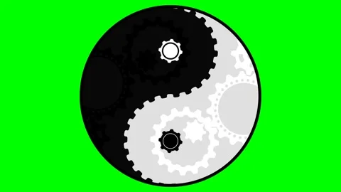 Yin Yang animation with gears Video stock 262012163