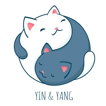 Yin yang cat. Two cute black and white cats in the shape of yin yang Stock Illustration