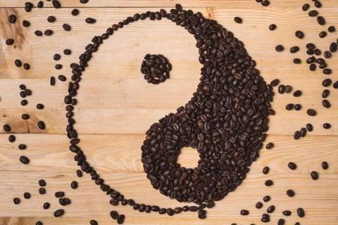Yin yang coffee beans composition Stockfoto's