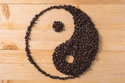 Yin yang coffee composition hard light Stock Photos