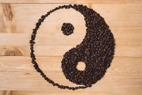 Yin yang coffee composition soft light Stockfoto's