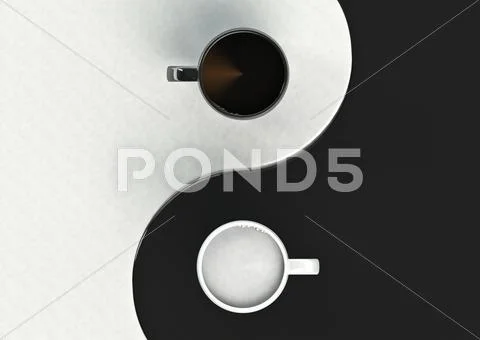 Yin yang coffee harmony Stock Illustration
