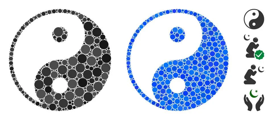 Yin Yang Composition Icon of Circle Dots Stock Illustration