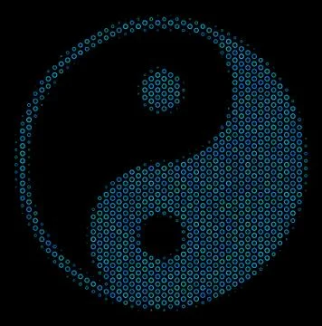 Yin Yang Composition Icon of Halftone Spheres Stock Illustration