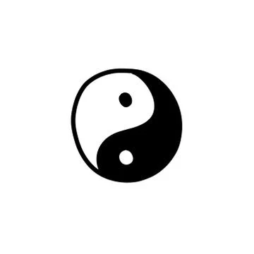Yin yang doodle icon, vector color illustration Stock Illustration