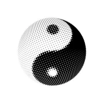 Yin Yang dotted halftone pattern background Stock Illustration