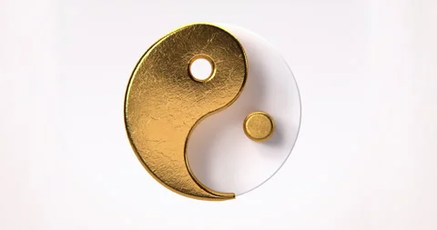 Yin Yang Gold Loop in a 3D animation Stock Footage 251351017