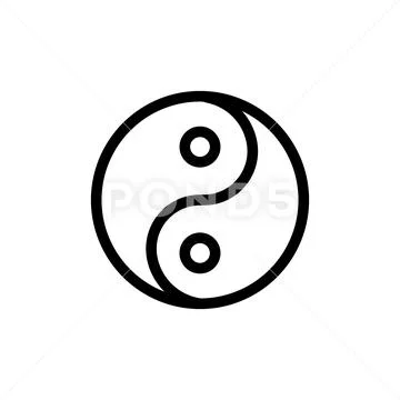 Yin Yang Icon Vector. Isolated Contour Symbol Illustration