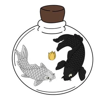 Yin yang koi illustration withe fish and white background Stock Illustration