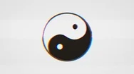 Yin Yang Logo Concept With Glitch Retro Effects Stock Footage