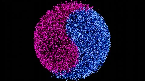 Yin Yang made of moving ball particles revolving Stock Footage 246790509