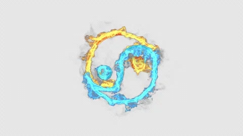 Yin Yang mixed fire and water colors with smoke - with alpha channel. Stock Footage 250839545