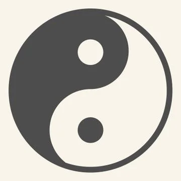 Yin Yang solid icon. Harmony and balance symbol, glyph style pictogram on beige Illustrazione stock