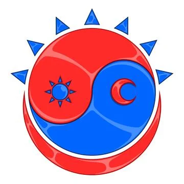 Yin Yang Sun and Moon in colors Stock Illustration