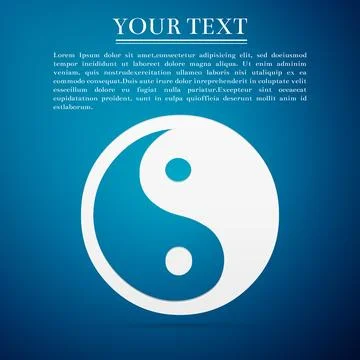 Yin Yang symbol flat icon on blue background. Vector Illustration 스톡 일러스트