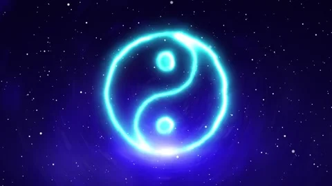 Yin yang symbol with Light effect Stock Footage 263023044