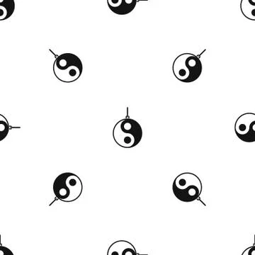 Yin Yang symbol pattern seamless black イラスト素材