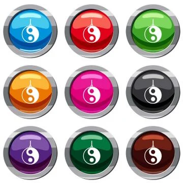 Yin Yang symbol set 9 collection Stock Illustration