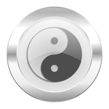 Ying yang chrome web icon isolated. Stock Illustration
