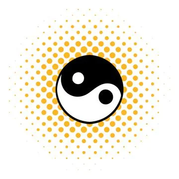 Ying yang icon, comics style Stock Illustration
