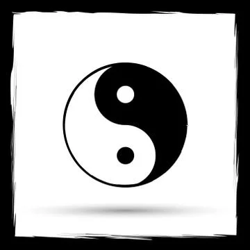 Ying yang icon. Internet button on white background. Outline design imitating Stock Illustration