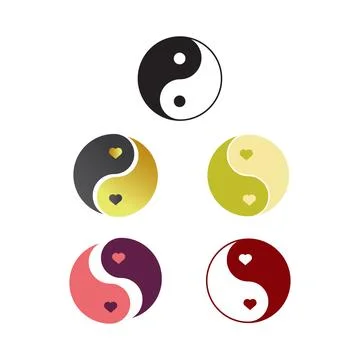 Ying yang icon set in flat style with background. Stock Illustration
