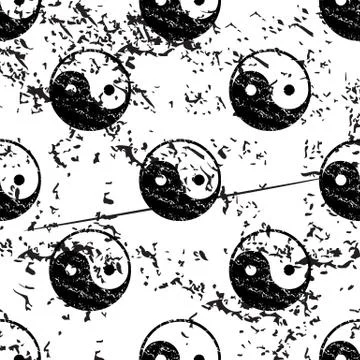 Ying yang pattern, grunge, monochrome イラスト素材
