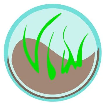 Ying yang style sprouting grass on the blue background Stock Illustration