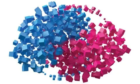 Ying-yang symbol with with random cubes Stock Illustration