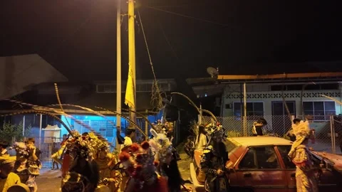 Yingge Dance Performers at Kampar Seng Fatt Temple Deity Celebration Stock Footage 345444407