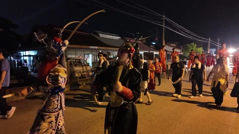 Yingge Dance Procession at Seng Fatt Temple Celebration in Kampar Stock Footage 345444254