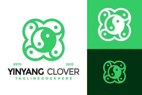 Yinyang Clover Logo design vector symbol icon illustration Stock Illustration
