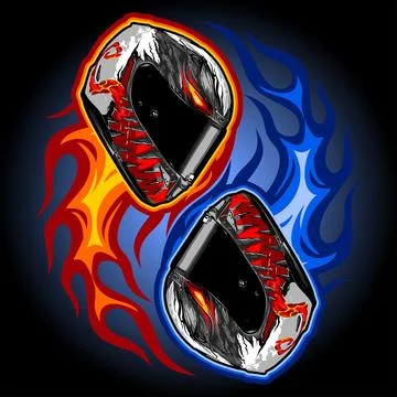 Yinyang fire helmet vector template Stock Illustration