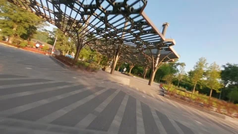 Yiv city . Good weather, FPV drone flying along the road Stock Footage 263261453