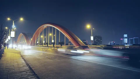 Yiwu city at night, Commodity Distribution Center，China Stock Footage 141015006