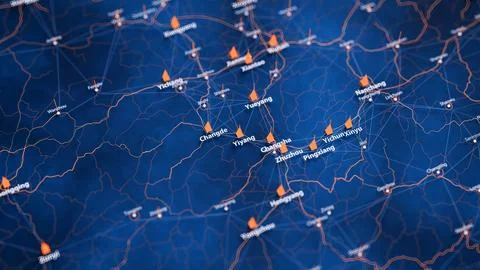 Yiyang map big data visualization. Futuristic map infographic of city in China 스톡 일러스트