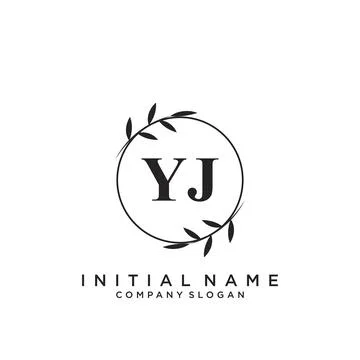 YJ Initial handwriting logo design Stock Illustration