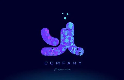 Yl y l bubble circle dots pink blue alphabet letter logo icon vector Stock Illustration