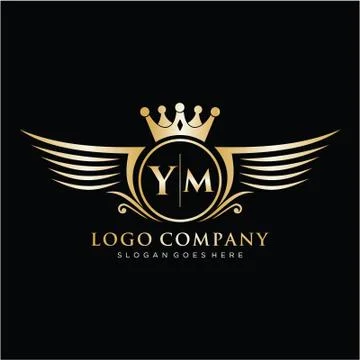YM Letter Initial with Royal Wing Logo Template. Stock Illustration