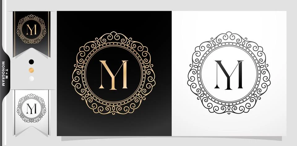 YM monogram Circle Frame ornament Stock Illustration