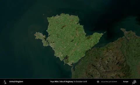 Ynys Mn / Isle of Anglesey highlighted, United Kingdom. Sentinel. October 201 Stock Illustration