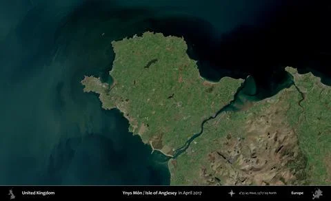 Ynys Mn / Isle of Anglesey outlined, United Kingdom. Sentinel. April 2017 Stock Illustration