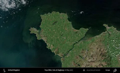 Ynys Mn / Isle of Anglesey outlined, United Kingdom. Sentinel. May 2017 Stock Illustration