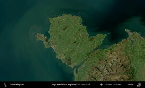 Ynys Mn / Isle of Anglesey outlined, United Kingdom. Sentinel. October 2018 Stock Illustration