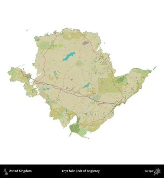 Ynys Mn / Isle of Anglesey, United Kingdom, isolated on white. OpenStreetMa.. Stock Illustration