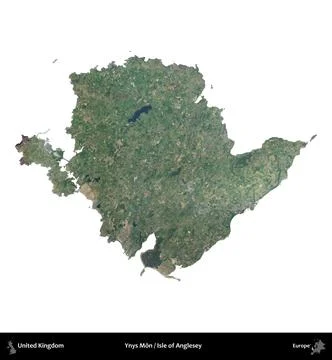 Ynys Mn / Isle of Anglesey, United Kingdom, isolated on white. Satellite B Stock Illustration