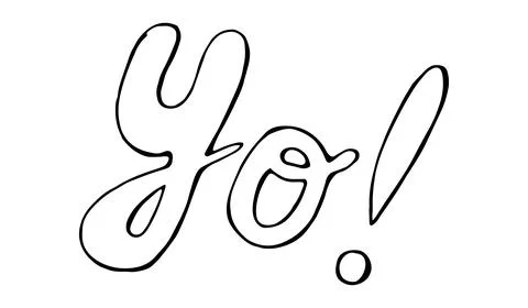 Yo Hand Drawn Script Lettering Doodle Isolated on White Background Stock Illustration