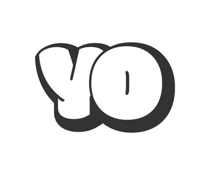 YO logo, bubble comic lettering, rounded in graffiti style black and white .. Stockillustratie