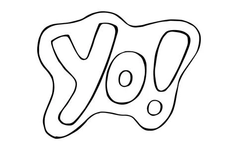Yo Speech Blob Hand Drawn Doodle Outline Isolated on White Background Stock Illustration